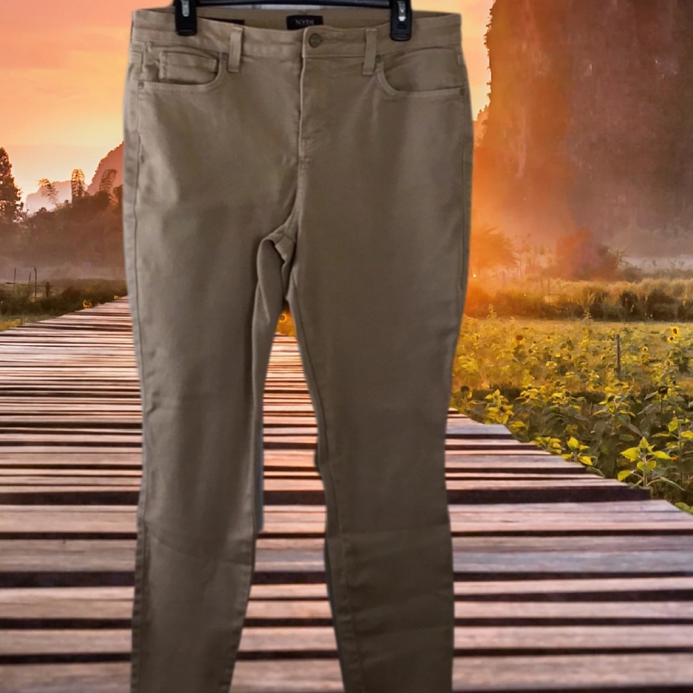 Comfy Khaki Tan NYDJ Women's Jeans Ami Skinny Very Slim Fit 12